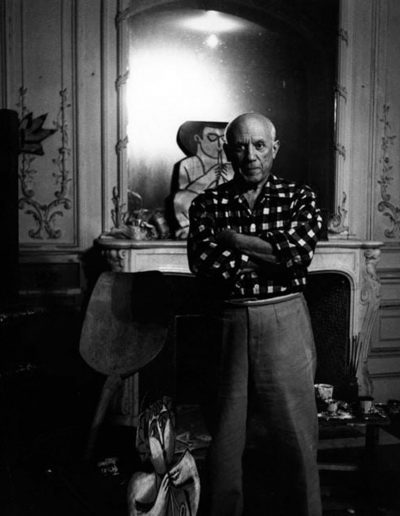 Lucien Clergue, Picasso au miroir La Californie, Cannes, Nov 4th, 1955 — gelatin silver print, 11.75 x 9.5 in